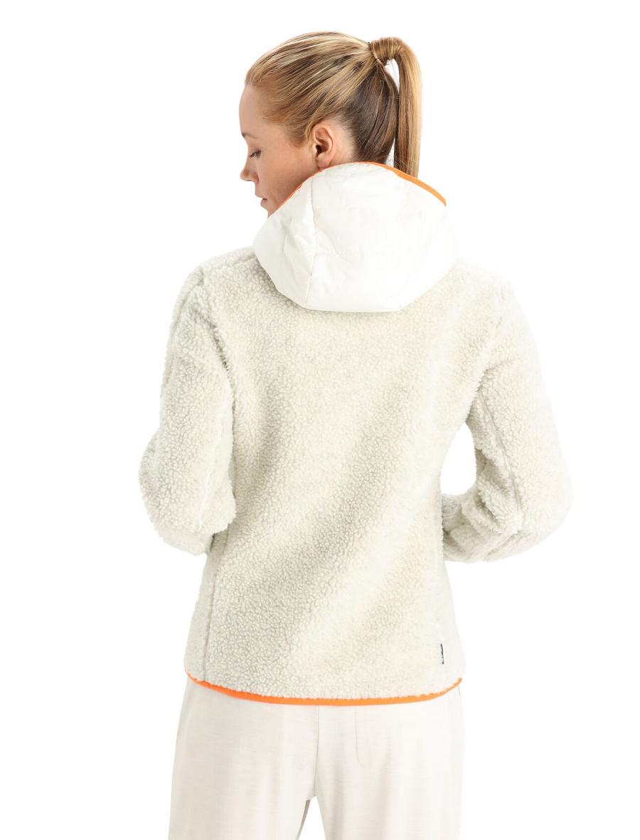 Sweat À Capuche Icebreaker RealFleece™ Merino High Pile Long Sleeve Zip Femme Blanche | FR 1661LISH